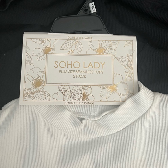 Soho Lady Plus Size Seamless Ribbed Tank Tops 2-Pack (Black & White) - Picture 5 of 6